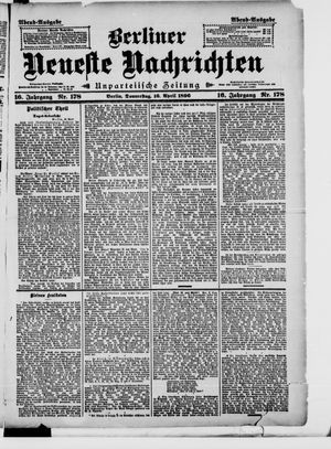 Berliner neueste Nachrichten on Apr 16, 1896