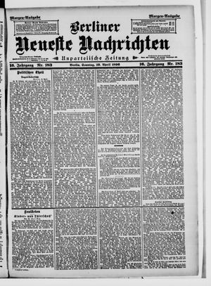 Berliner neueste Nachrichten vom 19.04.1896