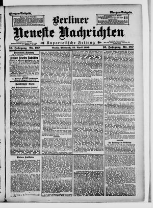 Berliner neueste Nachrichten on Apr 22, 1896