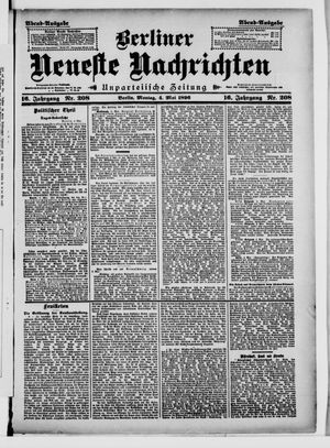 Berliner neueste Nachrichten on May 4, 1896
