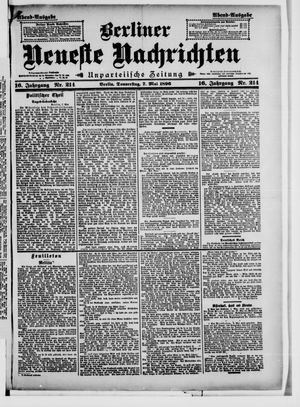Berliner neueste Nachrichten on May 7, 1896