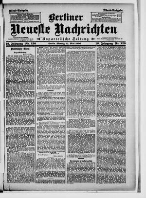 Berliner neueste Nachrichten on May 11, 1896