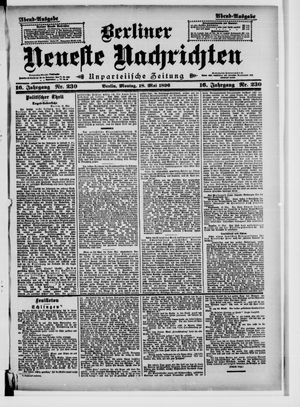 Berliner Neueste Nachrichten on May 18, 1896