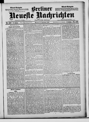 Berliner neueste Nachrichten vom 18.09.1899