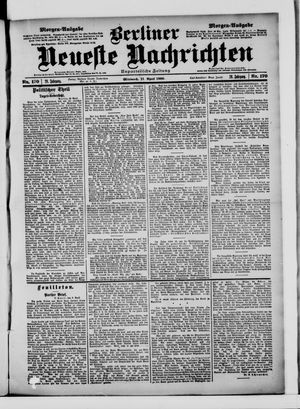 Berliner Neueste Nachrichten on Apr 11, 1900