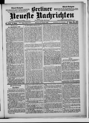 Berliner Neueste Nachrichten vom 15.08.1900