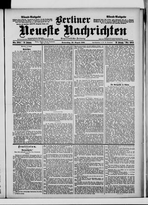 Berliner Neueste Nachrichten on Aug 16, 1900