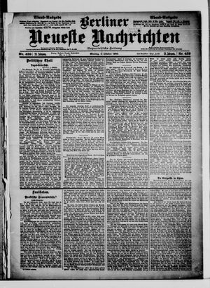Berliner Neueste Nachrichten vom 01.10.1900