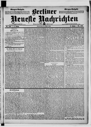 Berliner neueste Nachrichten on Apr 14, 1904