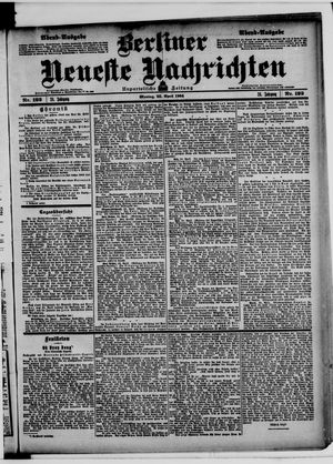 Berliner neueste Nachrichten on Apr 25, 1904