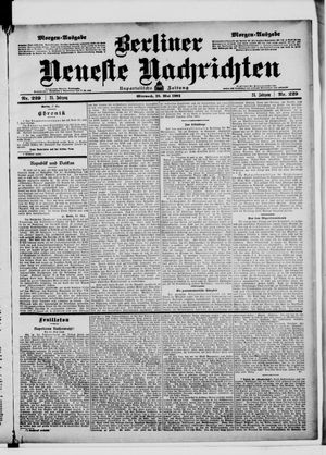 Berliner neueste Nachrichten on May 18, 1904