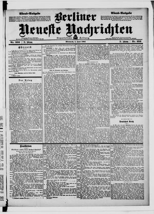Berliner neueste Nachrichten vom 01.06.1904