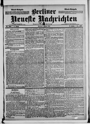 Berliner neueste Nachrichten on Aug 1, 1904