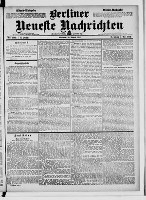 Berliner neueste Nachrichten on Aug 10, 1904