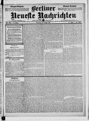 Berliner neueste Nachrichten on Aug 27, 1904