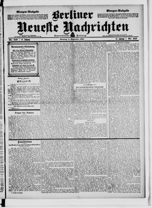 Berliner neueste Nachrichten on Sep 4, 1904