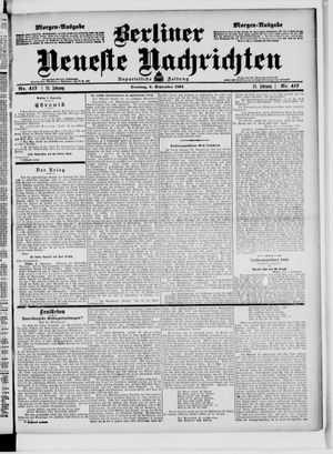 Berliner neueste Nachrichten on Sep 6, 1904