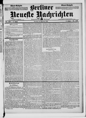 Berliner neueste Nachrichten on Sep 13, 1904