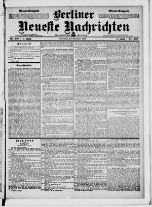 Berliner neueste Nachrichten vom 17.09.1904