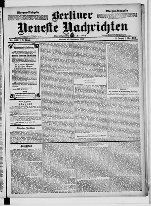 Berliner neueste Nachrichten on Sep 27, 1904