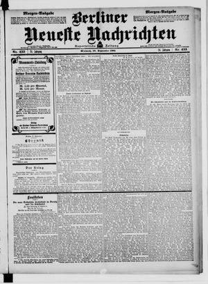Berliner neueste Nachrichten on Sep 28, 1904