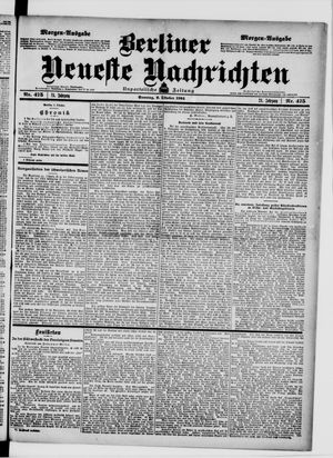 Berliner neueste Nachrichten on Oct 9, 1904