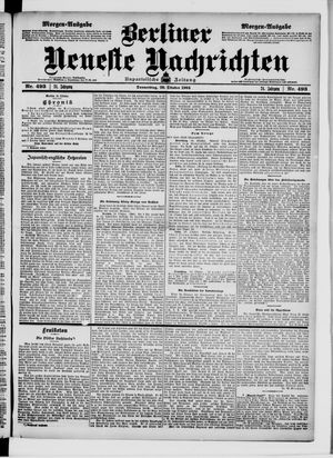 Berliner neueste Nachrichten on Oct 20, 1904