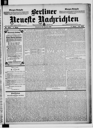 Berliner neueste Nachrichten vom 24.12.1904