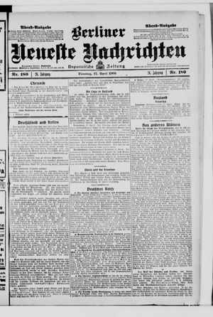 Berliner Neueste Nachrichten vom 17.04.1906