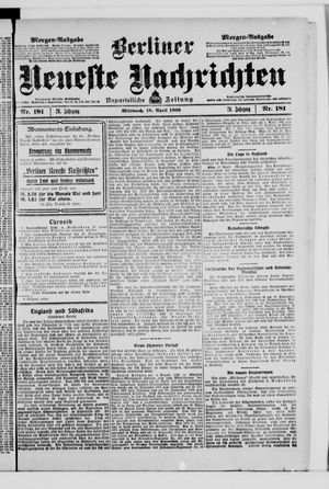 Berliner Neueste Nachrichten vom 18.04.1906