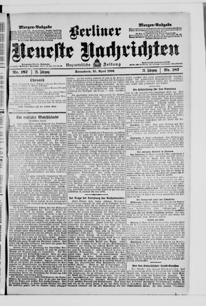 Berliner Neueste Nachrichten on Apr 21, 1906