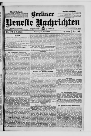 Berliner Neueste Nachrichten vom 24.04.1906