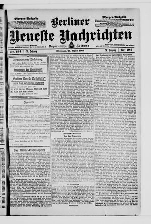 Berliner Neueste Nachrichten vom 25.04.1906