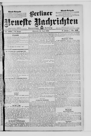 Berliner Neueste Nachrichten vom 25.04.1906