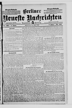 Berliner Neueste Nachrichten vom 26.04.1906