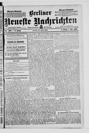 Berliner Neueste Nachrichten vom 27.04.1906