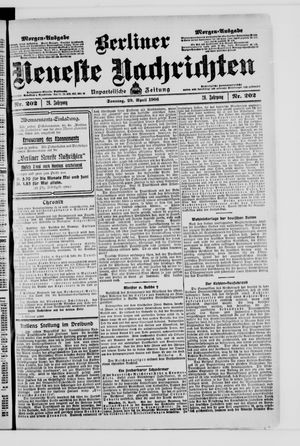 Berliner Neueste Nachrichten on Apr 29, 1906