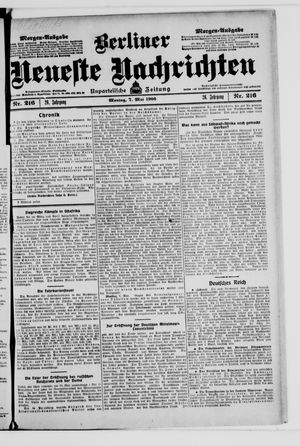 Berliner Neueste Nachrichten on May 7, 1906