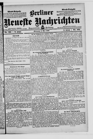 Berliner Neueste Nachrichten on May 9, 1906