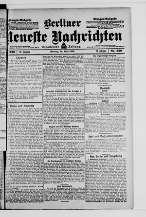 Berliner neueste Nachrichten on May 14, 1906