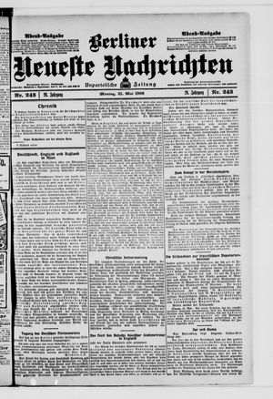 Berliner Neueste Nachrichten on May 21, 1906