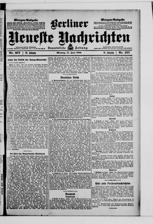 Berliner neueste Nachrichten vom 11.06.1906