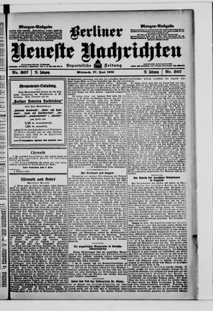 Berliner Neueste Nachrichten vom 27.06.1906