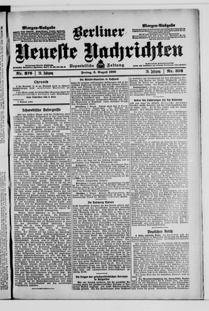 Berliner Neueste Nachrichten vom 03.08.1906
