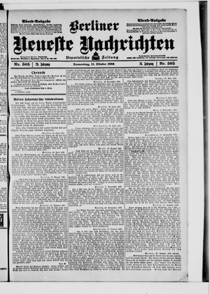 Berliner Neueste Nachrichten vom 11.10.1906