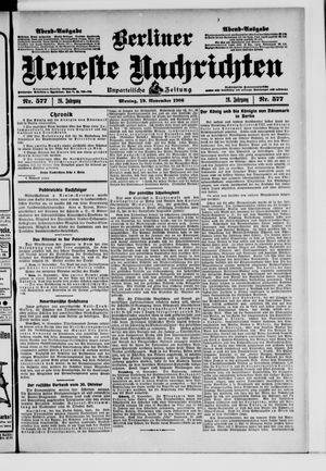 Berliner Neueste Nachrichten vom 19.11.1906