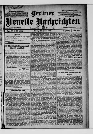 Berliner Neueste Nachrichten on Jan 28, 1907