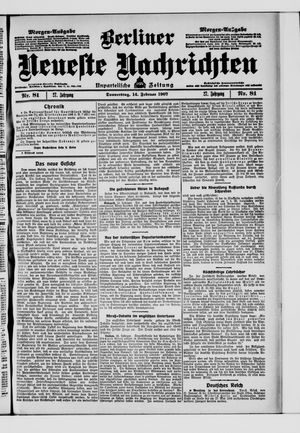 Berliner Neueste Nachrichten on Feb 14, 1907