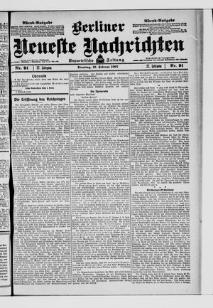 Berliner Neueste Nachrichten on Feb 19, 1907