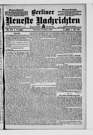 Berliner Neueste Nachrichten on Feb 21, 1907